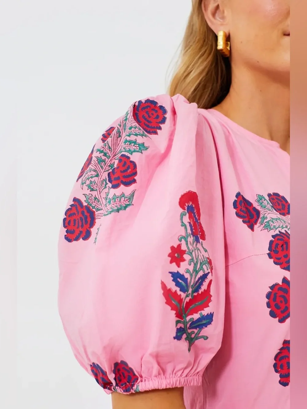 Oliphant Tuckernuck Boca Pink Puff Sleeve Maxi Midi Dress Tiered